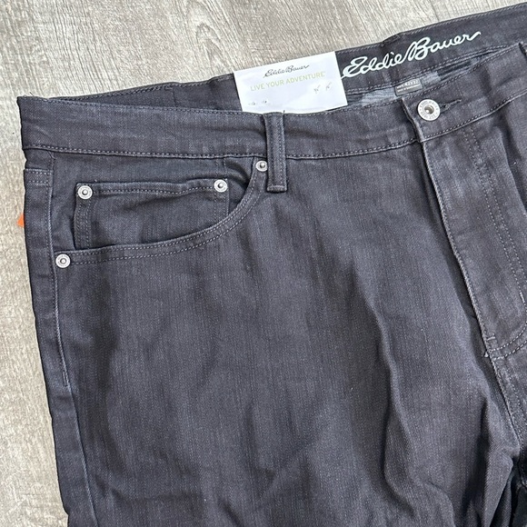 Men's Eddie Bauer 42 x 30 Pants Jeans Denim Black Flannel Warm Straight NWT - Picture 9 of 16
